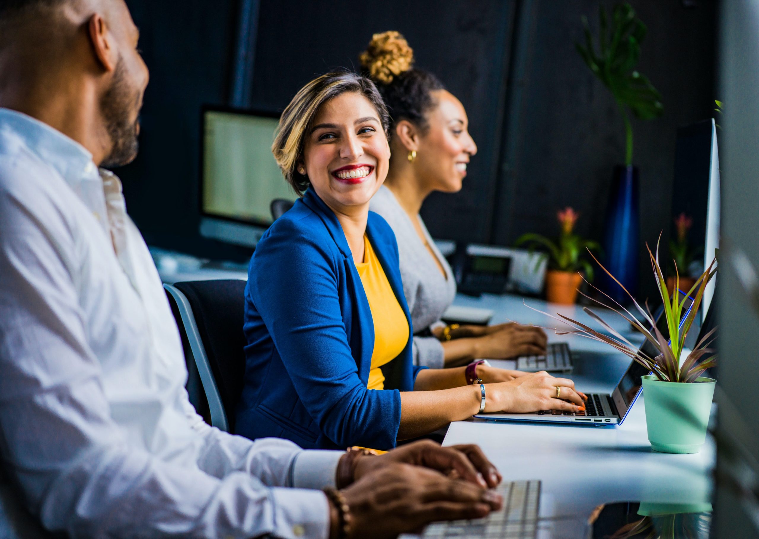 Smiling Web Developers in a Thriving Workplace Environment
